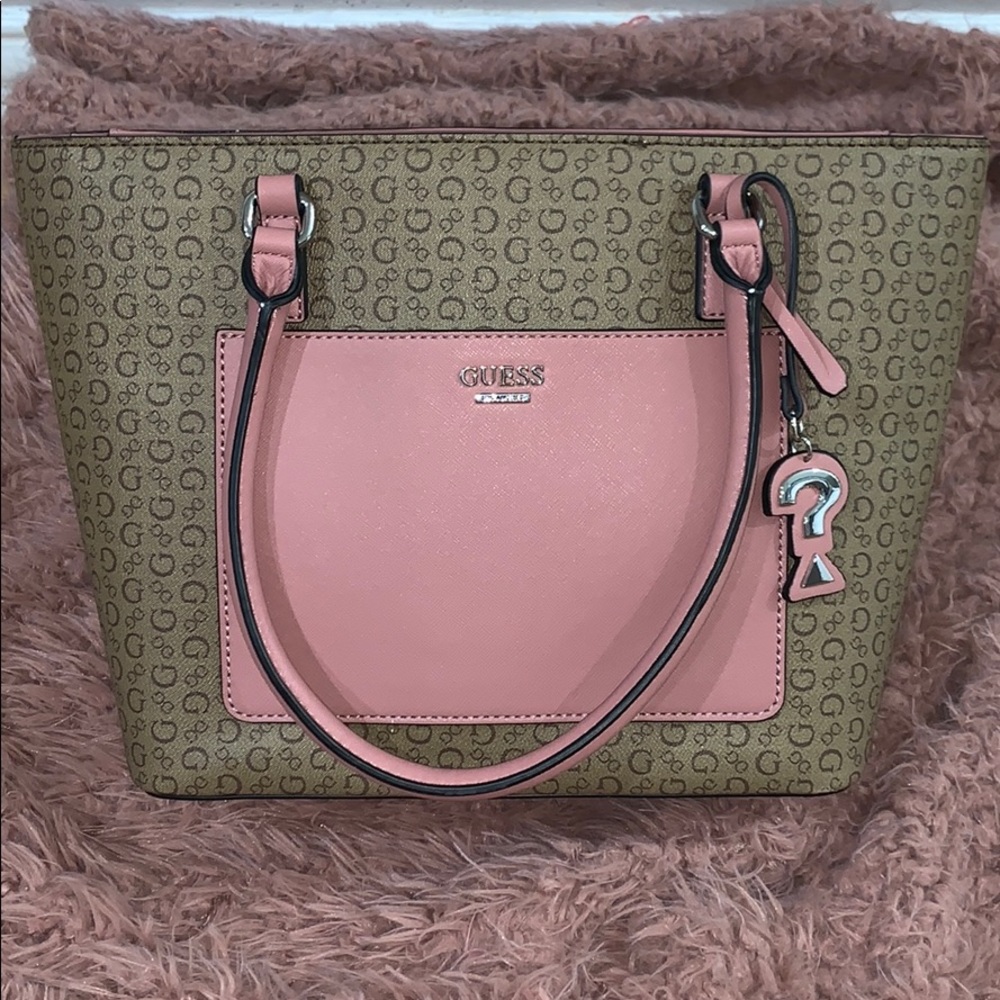 Tan and Pink Guess purse